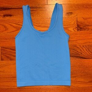 a new day Vibrant Blue Ribbed fitted cropped tank top Small